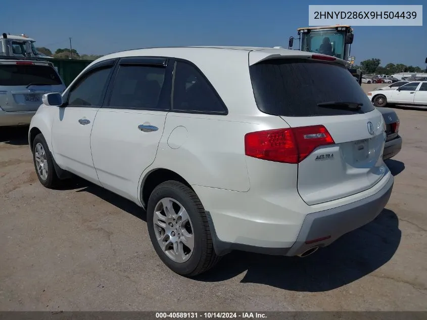 2009 Acura Mdx Technology Package VIN: 2HNYD286X9H504439 Lot: 40589131