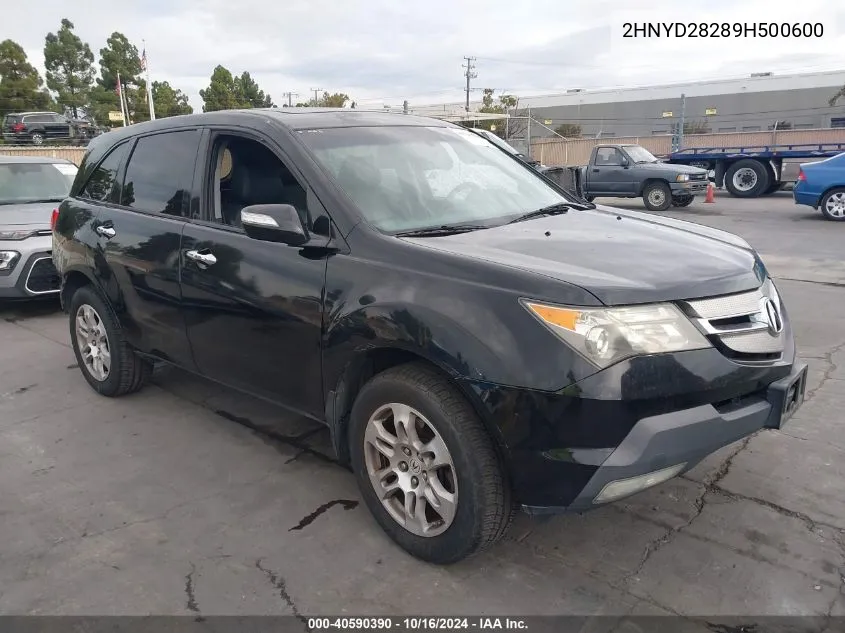 2009 Acura Mdx VIN: 2HNYD28289H500600 Lot: 40590390