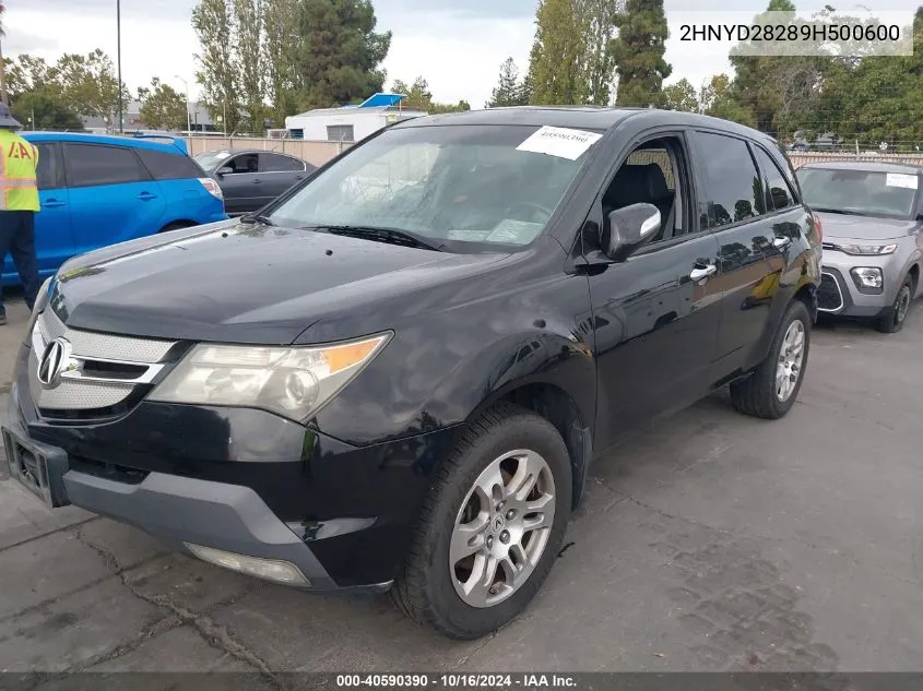 2009 Acura Mdx VIN: 2HNYD28289H500600 Lot: 40590390