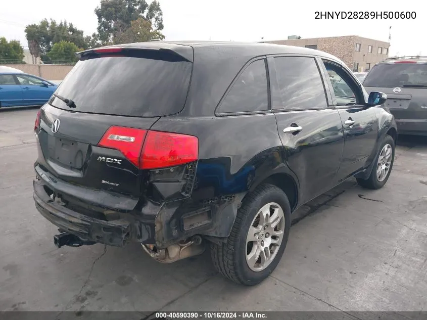 2009 Acura Mdx VIN: 2HNYD28289H500600 Lot: 40590390