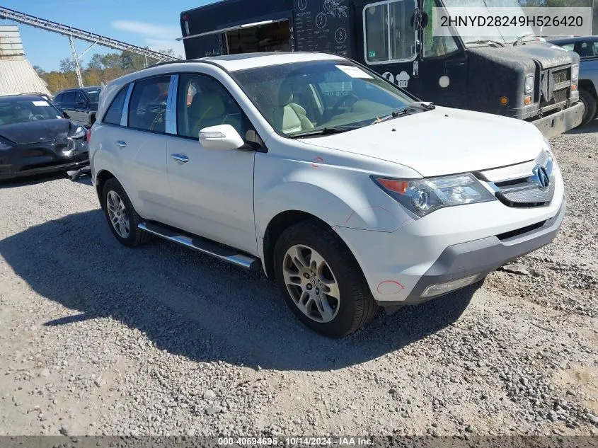 2009 Acura Mdx VIN: 2HNYD28249H526420 Lot: 40594695