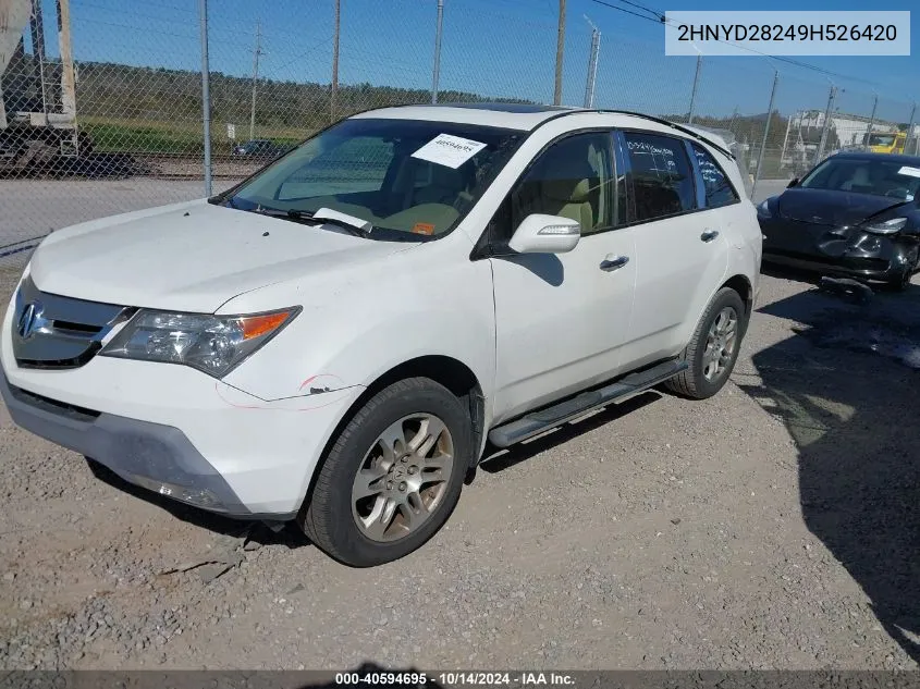 2009 Acura Mdx VIN: 2HNYD28249H526420 Lot: 40594695