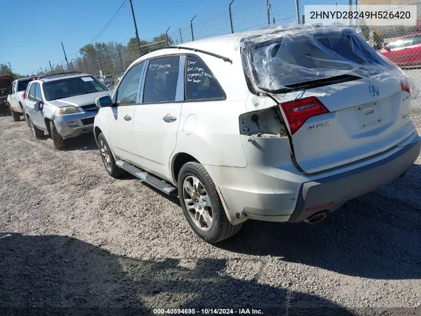 2009 Acura Mdx VIN: 2HNYD28249H526420 Lot: 40594695