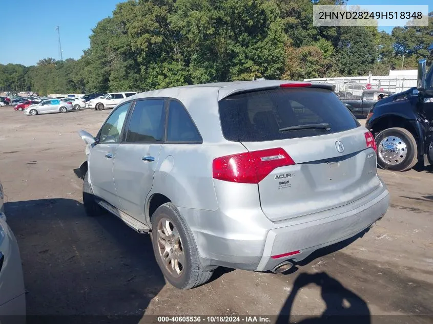 2009 Acura Mdx VIN: 2HNYD28249H518348 Lot: 40605536