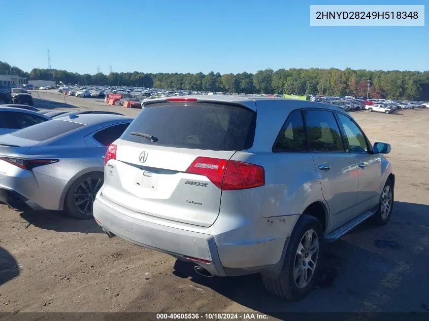 2009 Acura Mdx VIN: 2HNYD28249H518348 Lot: 40605536