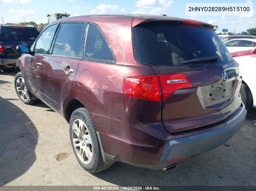 2009 Acura Mdx VIN: 2HNYD28289H515100 Lot: 40700308