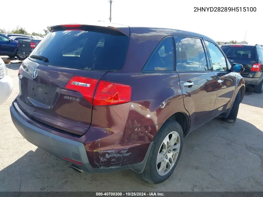 2009 Acura Mdx VIN: 2HNYD28289H515100 Lot: 40700308