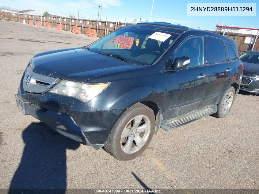 2009 Acura Mdx Sport Package VIN: 2HNYD28889H515294 Lot: 40747904