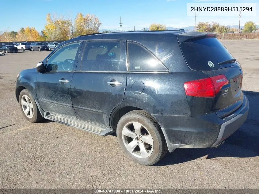 2009 Acura Mdx Sport Package VIN: 2HNYD28889H515294 Lot: 40747904