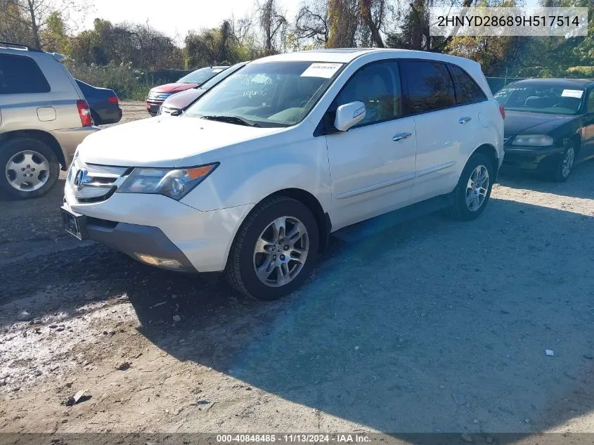 2009 Acura Mdx Technology Package VIN: 2HNYD28689H517514 Lot: 40848485