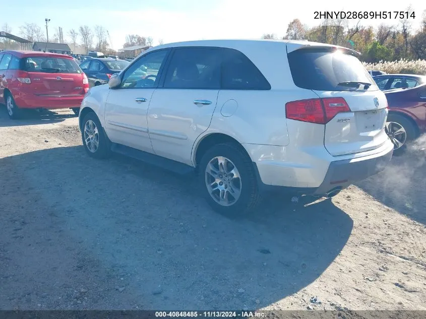 2009 Acura Mdx Technology Package VIN: 2HNYD28689H517514 Lot: 40848485