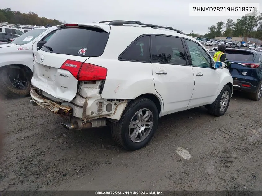 2009 Acura Mdx VIN: 2HNYD28219H518971 Lot: 40872524