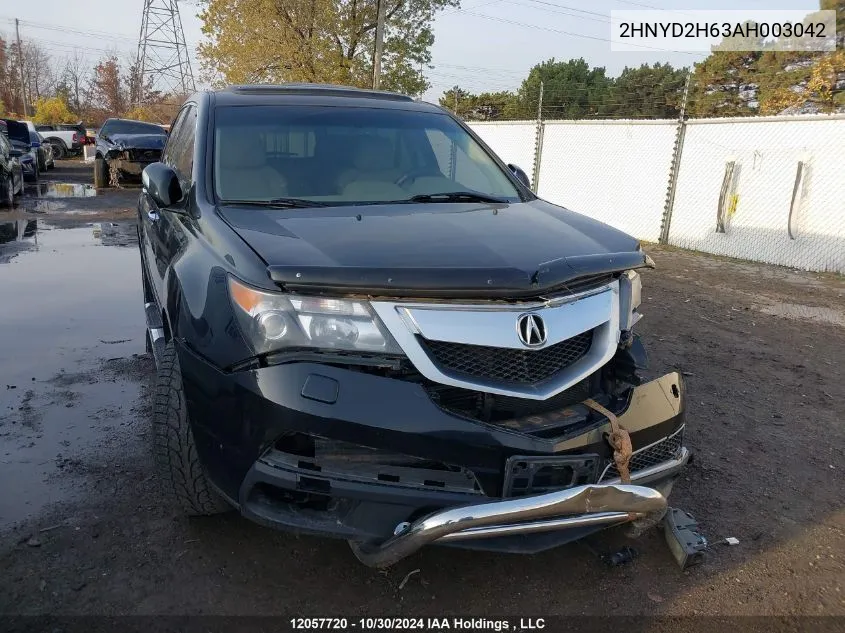 2010 Acura Mdx VIN: 2HNYD2H63AH003042 Lot: 12057720