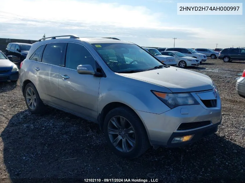 2010 Acura Mdx VIN: 2HNYD2H74AH000997 Lot: 12102110