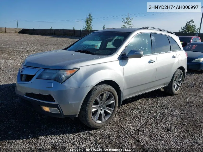 2010 Acura Mdx VIN: 2HNYD2H74AH000997 Lot: 12102110