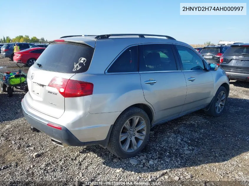 2010 Acura Mdx VIN: 2HNYD2H74AH000997 Lot: 12102110