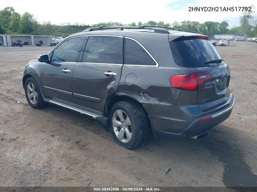 2010 Acura Mdx VIN: 2HNYD2H21AH517792 Lot: 39392896