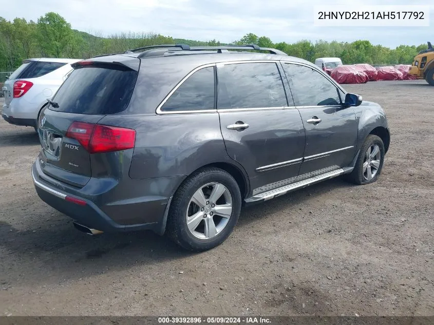 2010 Acura Mdx VIN: 2HNYD2H21AH517792 Lot: 39392896