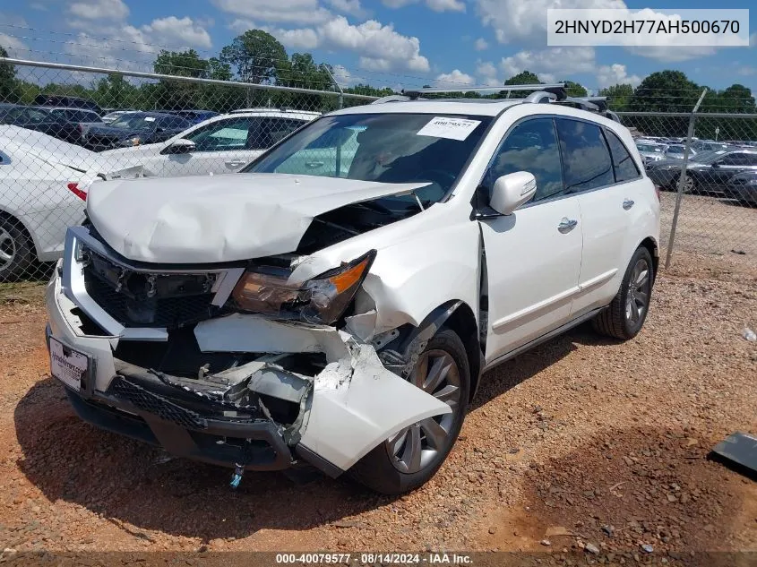 2010 Acura Mdx Advance Package VIN: 2HNYD2H77AH500670 Lot: 40079577