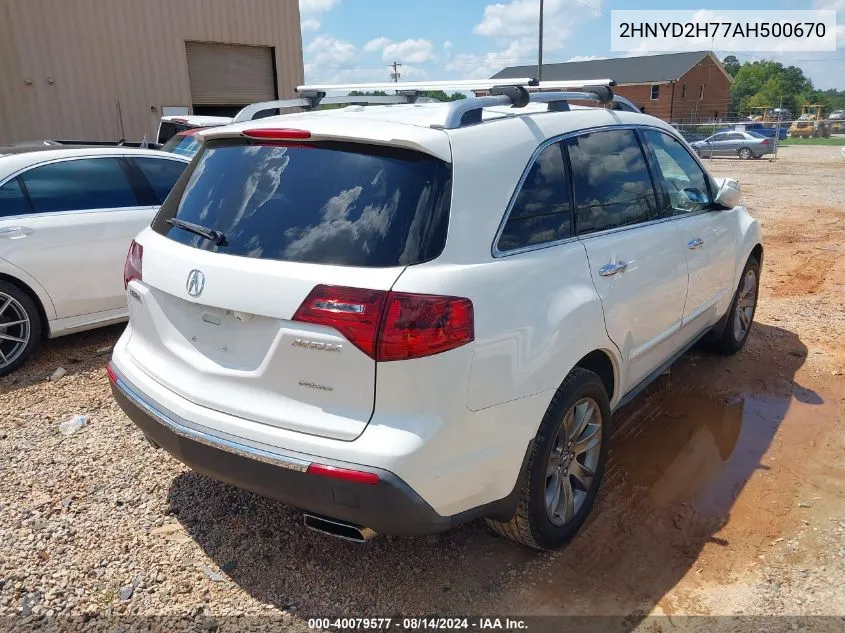 2010 Acura Mdx Advance Package VIN: 2HNYD2H77AH500670 Lot: 40079577