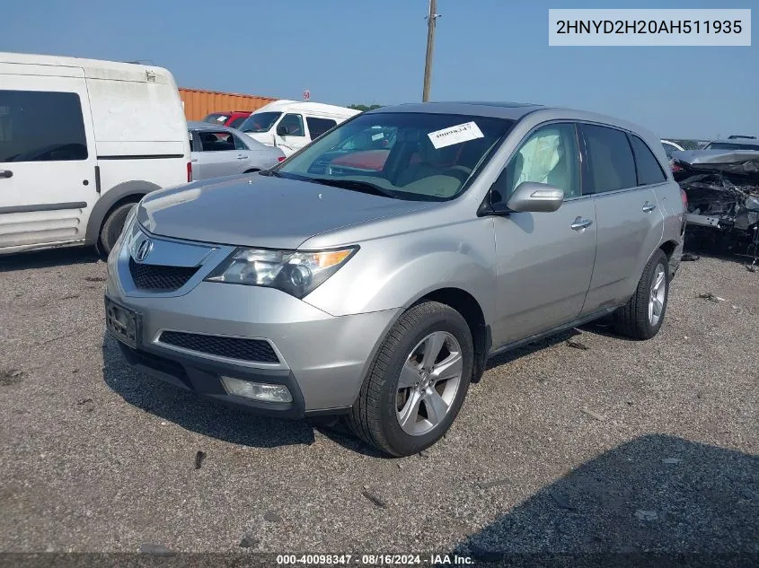 2010 Acura Mdx VIN: 2HNYD2H20AH511935 Lot: 40098347