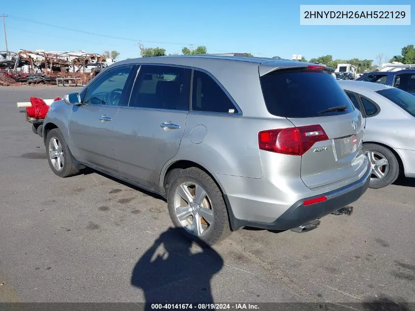 2010 Acura Mdx VIN: 2HNYD2H26AH522129 Lot: 40141674