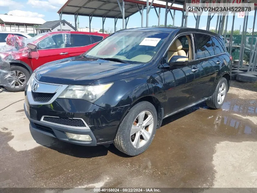 2010 Acura Mdx VIN: 2HNYD2H23AH522878 Lot: 40158024