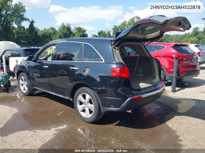 2010 Acura Mdx VIN: 2HNYD2H23AH522878 Lot: 40158024