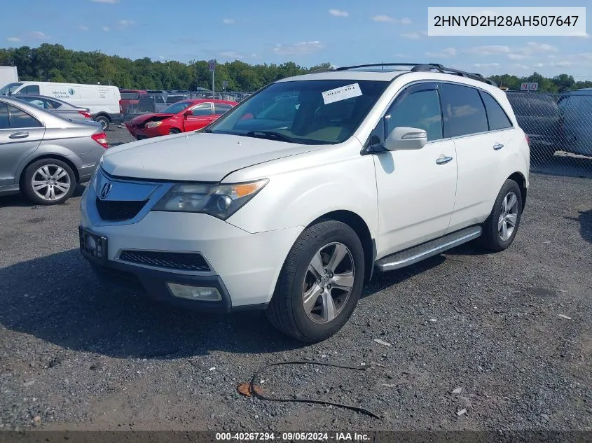 2010 Acura Mdx VIN: 2HNYD2H28AH507647 Lot: 40267294