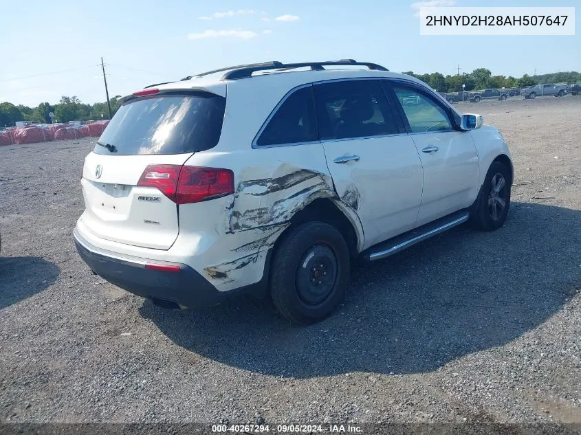 2010 Acura Mdx VIN: 2HNYD2H28AH507647 Lot: 40267294