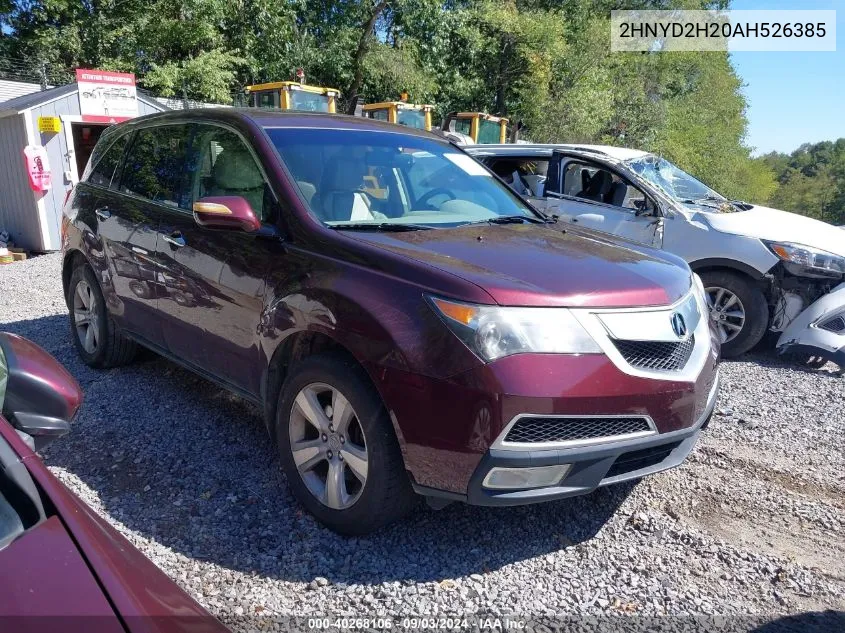 2010 Acura Mdx VIN: 2HNYD2H20AH526385 Lot: 40268106