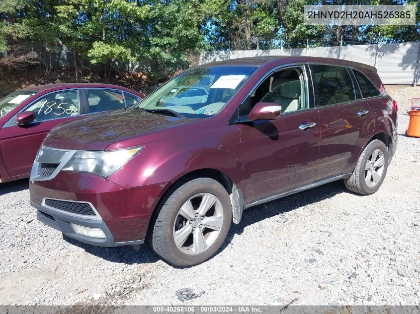 2010 Acura Mdx VIN: 2HNYD2H20AH526385 Lot: 40268106