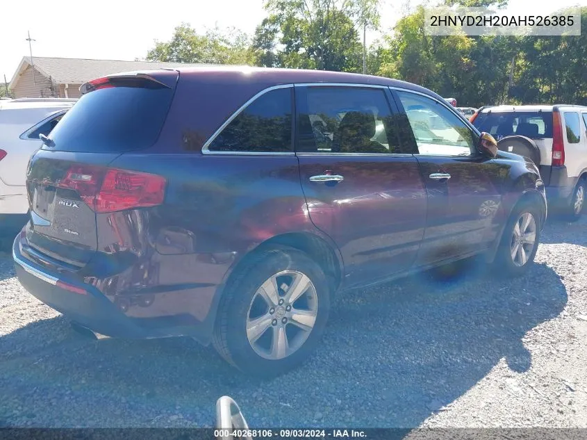 2010 Acura Mdx VIN: 2HNYD2H20AH526385 Lot: 40268106