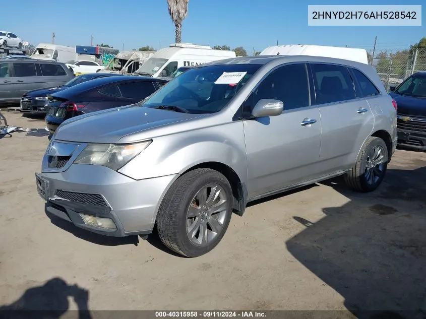 2010 Acura Mdx Advance Package VIN: 2HNYD2H76AH528542 Lot: 40315958