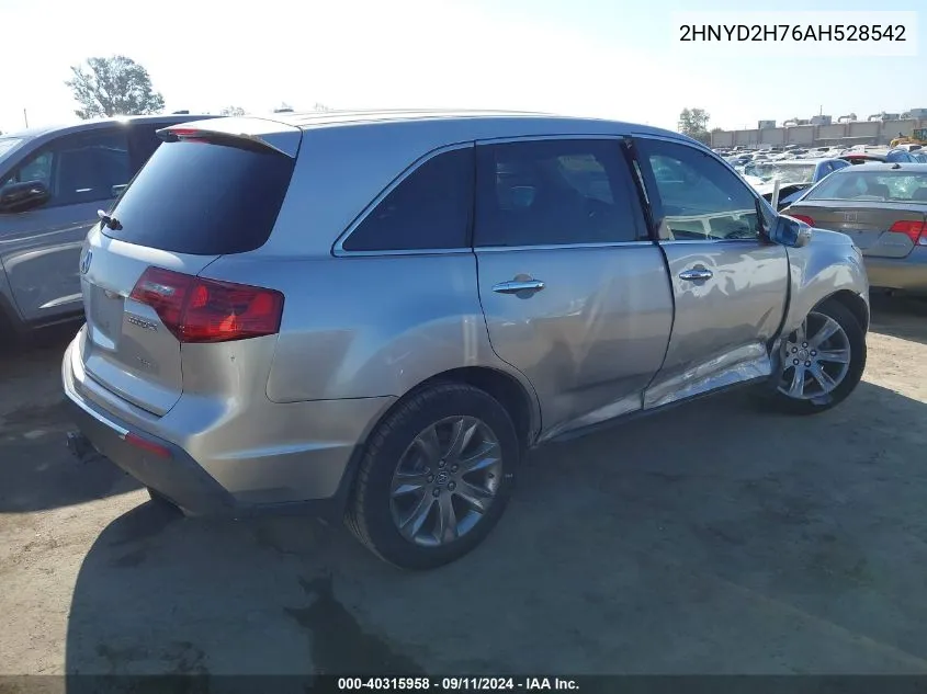 2010 Acura Mdx Advance Package VIN: 2HNYD2H76AH528542 Lot: 40315958