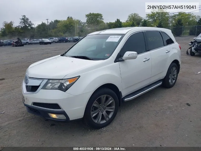 2010 Acura Mdx Advance VIN: 2HNYD2H57AH519041 Lot: 40331936