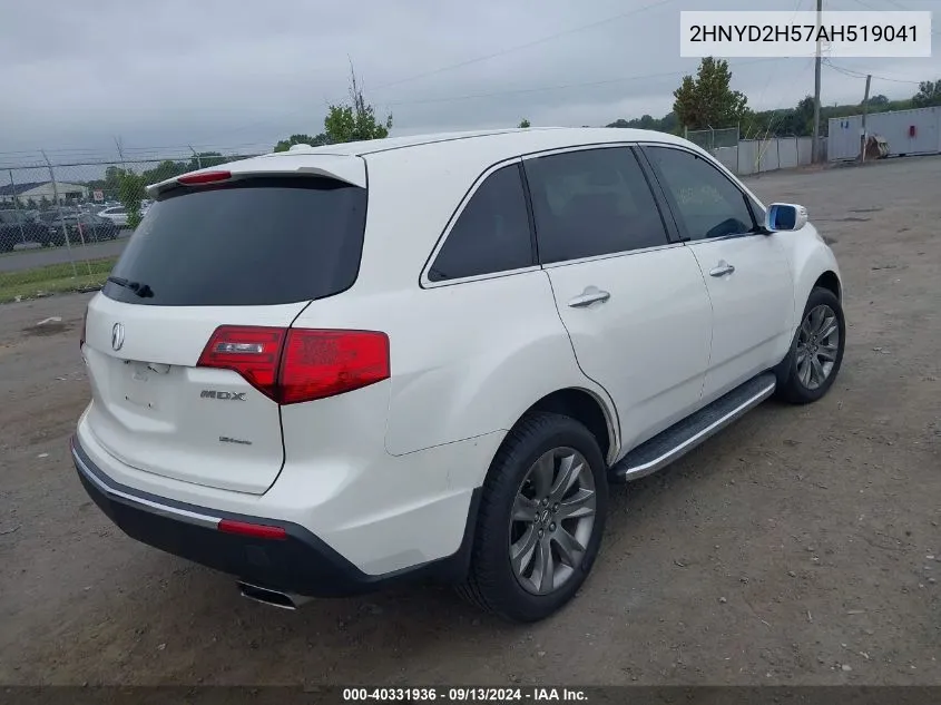 2010 Acura Mdx Advance VIN: 2HNYD2H57AH519041 Lot: 40331936