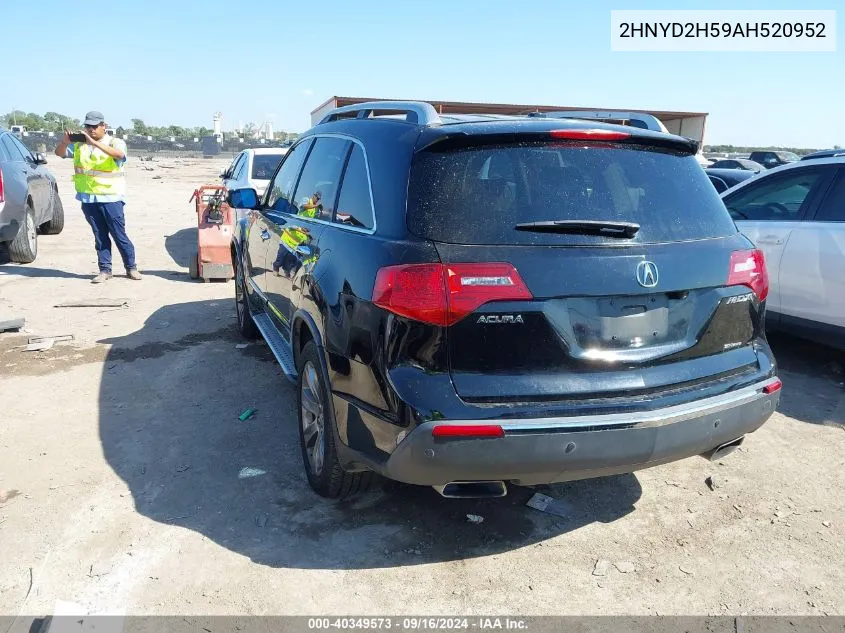 2010 Acura Mdx Advance Package VIN: 2HNYD2H59AH520952 Lot: 40349573