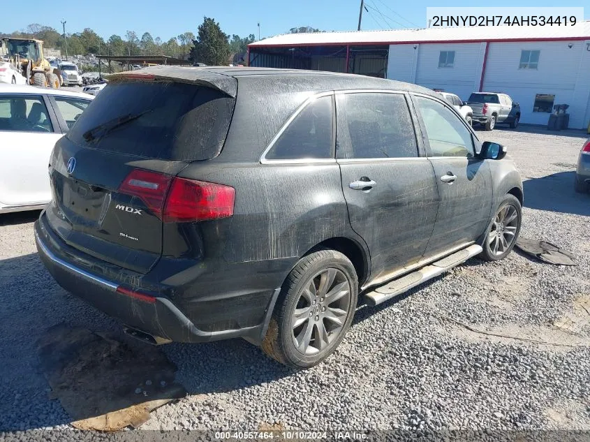 2010 Acura Mdx Advance Package VIN: 2HNYD2H74AH534419 Lot: 40557464