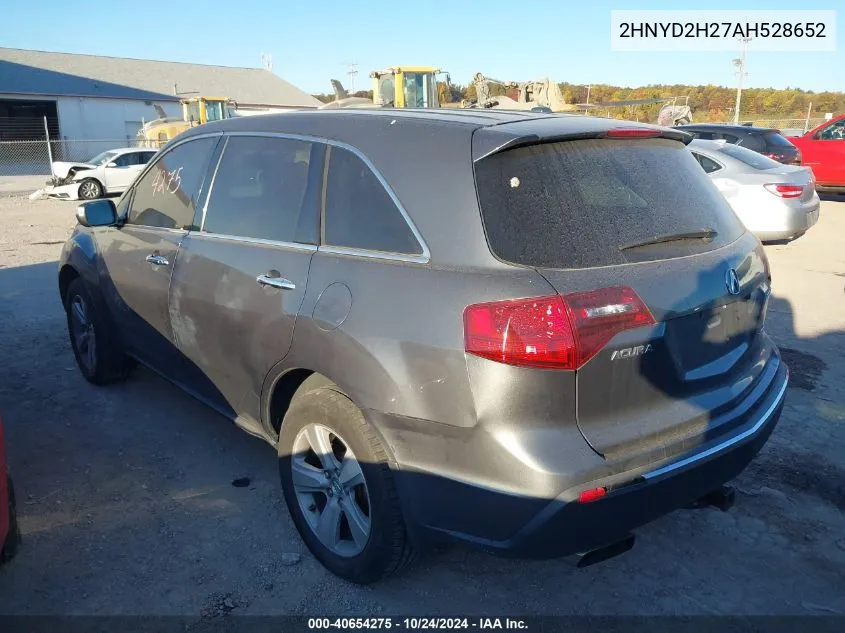 2010 Acura Mdx VIN: 2HNYD2H27AH528652 Lot: 40654275