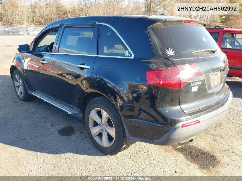 2010 Acura Mdx VIN: 2HNYD2H20AH502992 Lot: 40779893