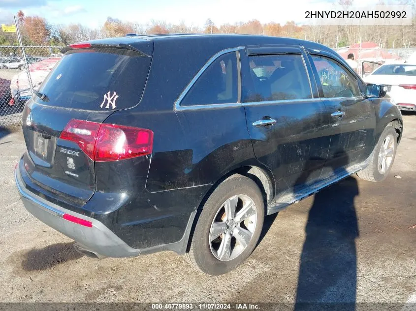 2010 Acura Mdx VIN: 2HNYD2H20AH502992 Lot: 40779893