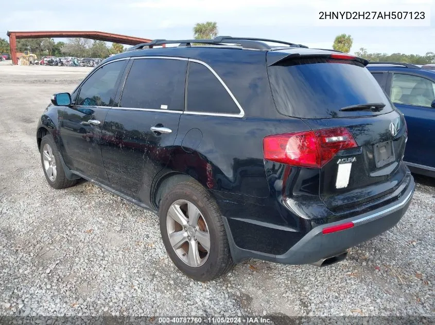 2010 Acura Mdx VIN: 2HNYD2H27AH507123 Lot: 40787760