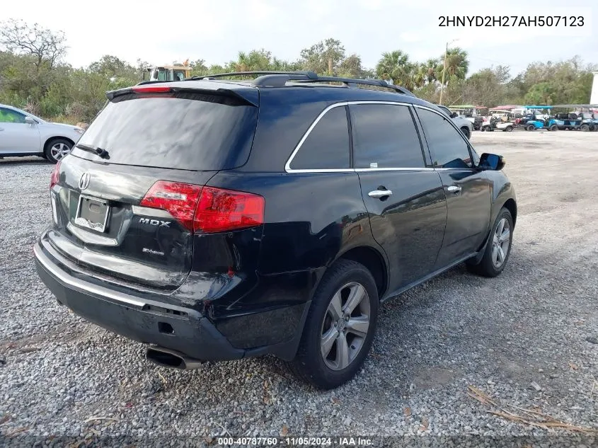 2010 Acura Mdx VIN: 2HNYD2H27AH507123 Lot: 40787760