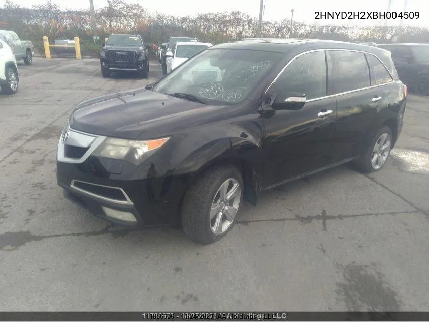 2011 Acura Mdx VIN: 2HNYD2H2XBH004509 Lot: 11886606