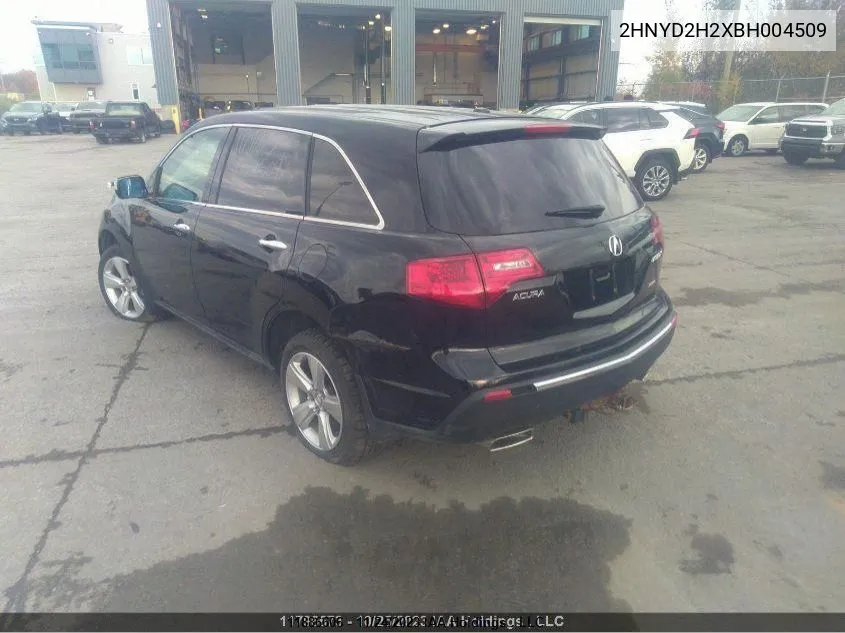 2011 Acura Mdx VIN: 2HNYD2H2XBH004509 Lot: 11886606