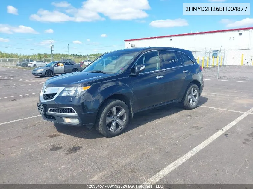 2011 Acura Mdx VIN: 2HNYD2H26BH004877 Lot: 12098457