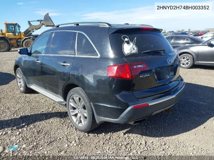 2011 Acura Mdx VIN: 2HNYD2H74BH003352 Lot: 12114053