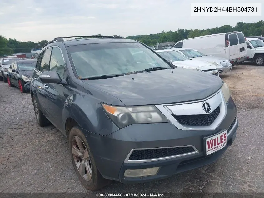 2011 Acura Mdx Technology Package VIN: 2HNYD2H44BH504781 Lot: 39904458