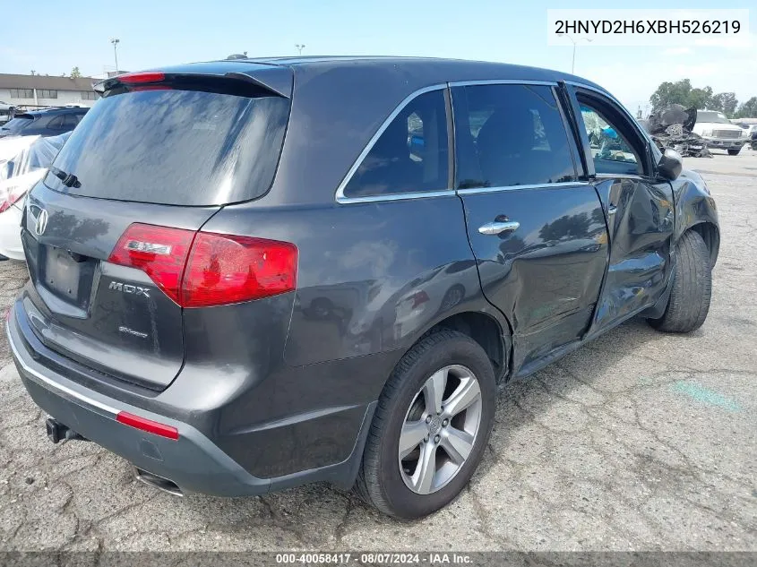 2011 Acura Mdx Technology Package VIN: 2HNYD2H6XBH526219 Lot: 40058417